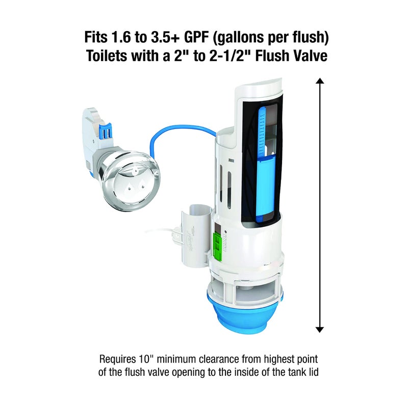 Danco HYR270 Hydroright Water-Saving Dual Flush Valve with Push-Button Handle, Plastic, Chrome - Image 3